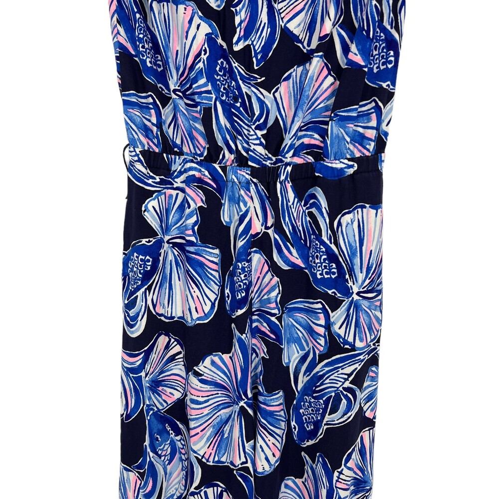 Lilly Pulitzer Alathea Jumpsuit Bright Navy in Reel Life Off Shoulder Size XS - Picture 10 of 13
